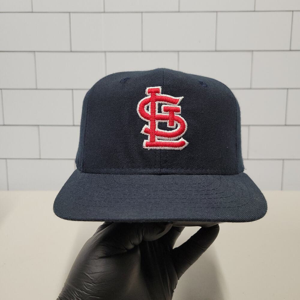 Vintage Roman St Louis Cardinals Plain Logo Fitted Hat Navy 7 3/8 USA Made